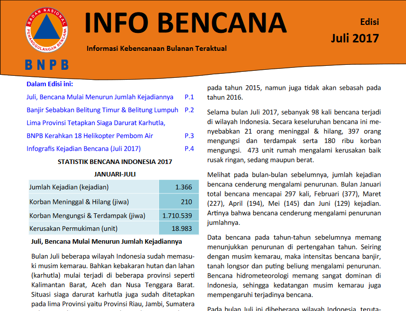 Info Bencana Juli 2017