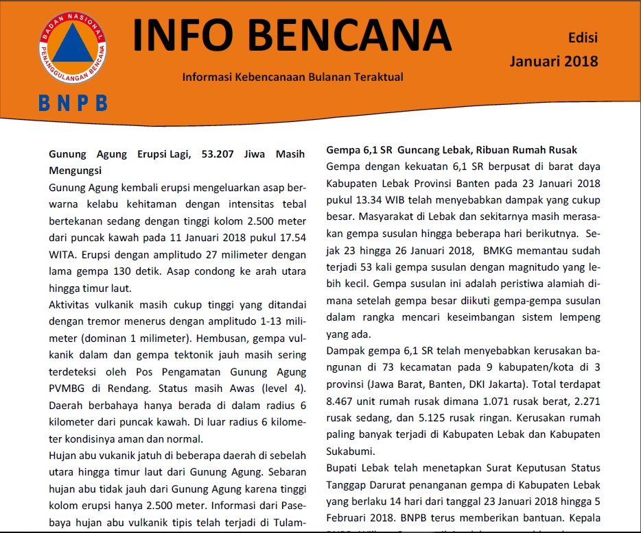 Info Bencana Januari 2018