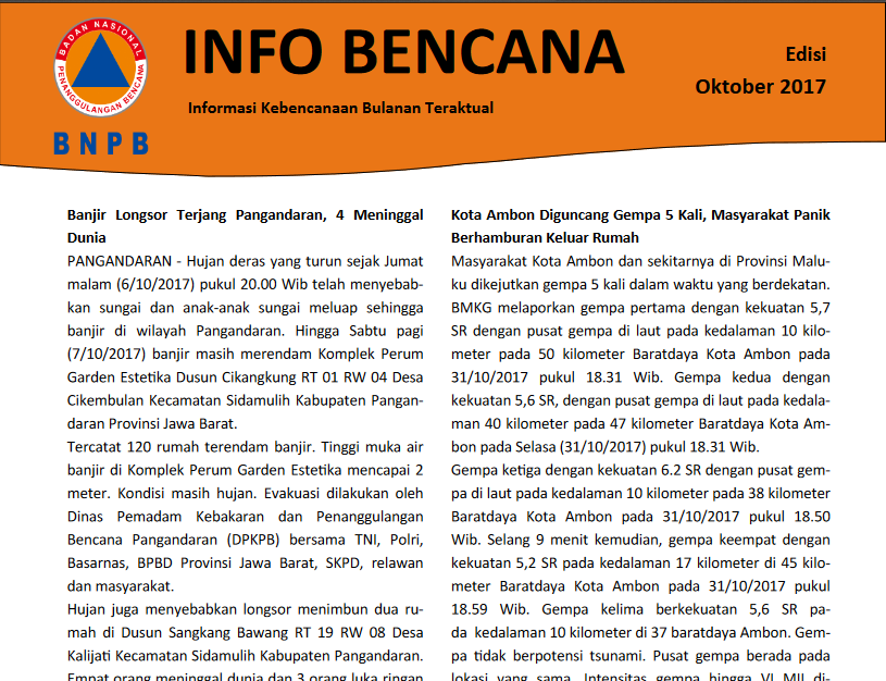 Info Bencana Oktober 2017