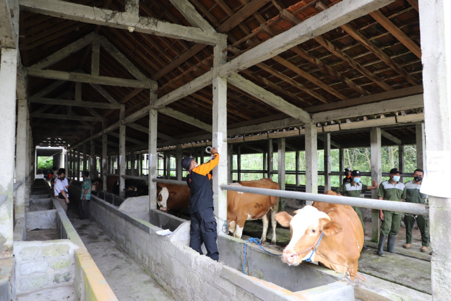 Simulasi evakuasi mandiri di Desa Balerante, Kecamatan Kemalang, Klaten, Jawa Tengah pada puncak HKB 2022, Selasa (26/4).