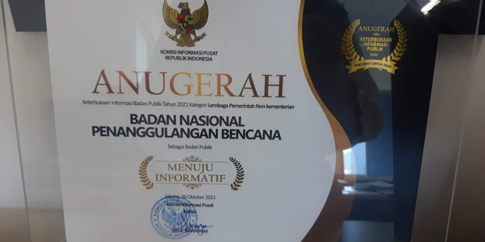 BNPB Raih Peningkatan Prestasi dalam Kategori Keterbukaan Informasi Publik