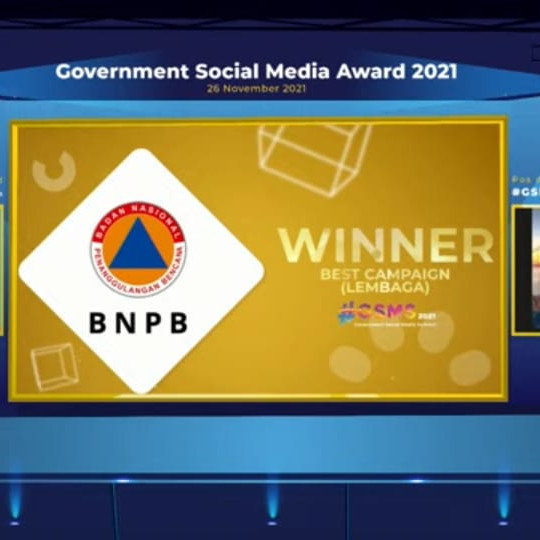 BNPB Raih Dua Penghargaan Terbaik Sekaligus di Ajang Government Social Media Award 2021